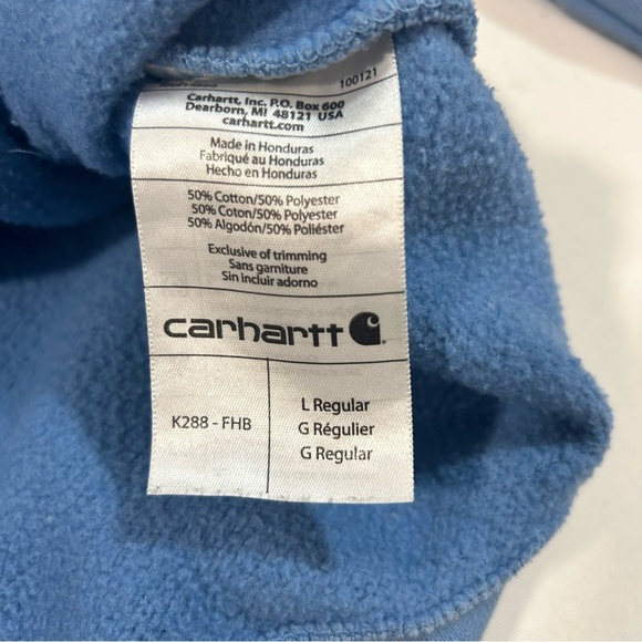 Carhartt Sweatshirt Mens Large Original Fit Hoodie Pocket Workwear School Blue - Picture 4 of 10